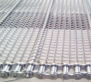 400mm 500mm Metal Wire Mesh Conveyor Flat Flex Belt With Chain