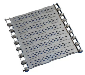 Punched Wire Mesh Conveyor Belt Stainless Steel Chain Plate With Baffle