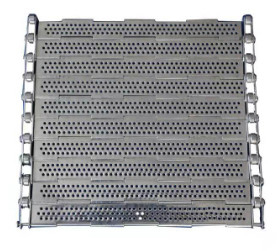 Punched Wire Mesh Conveyor Belt Stainless Steel Chain Plate With Baffle