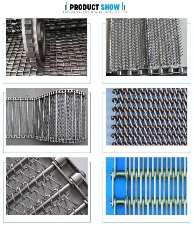 0.5mm-4mm Balanced Spiral SS Wire Mesh Belt Conveyor For Bakery Tunnel Oven 12
