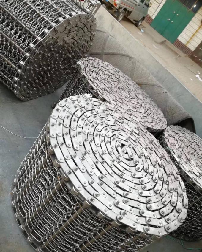400mm 500mm Metal Wire Mesh Conveyor Flat Flex Belt With Chain 4